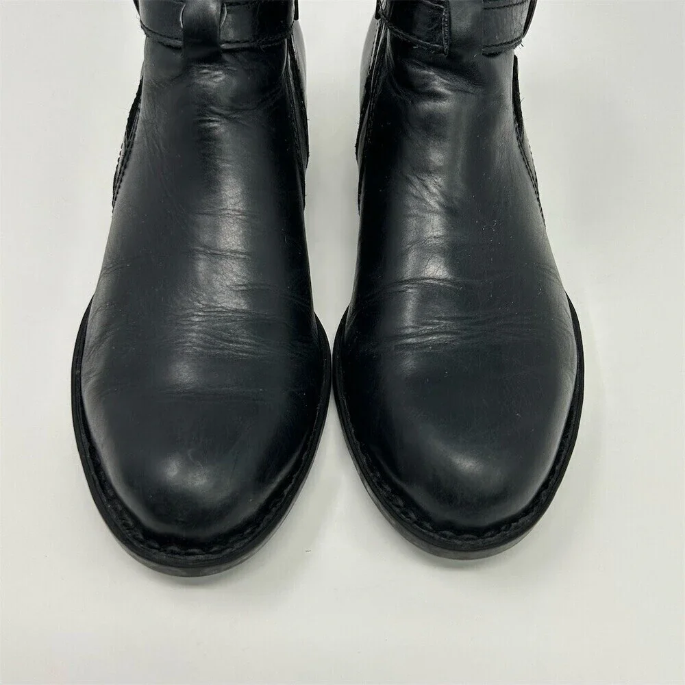 Born Kati Womens Ankle Booties Black Moto Harness Buckle Strap Size 6.5M